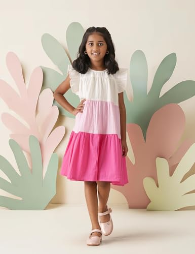 Image of Amazon Brand - Symbol Kids Knee Length Tiered A-Line Dress