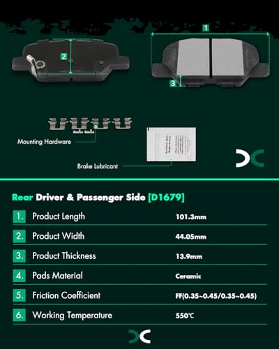 Image of SCITOO Front Rear Disc Brake Pad Set 8PCS w /Hardware Fit For Mazda For 3 2014-2016,For Mazda For 3 Sport 2014