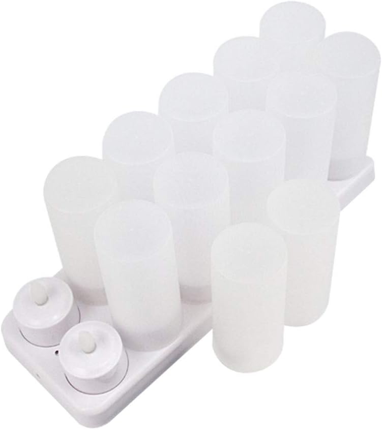 Yi Dong LED Candles Set of 12 Rechargeable Flameless Tealight Battery Powered Candle Lights with Charging Hub, Long Battery Life for Weddings, Parties, Hotels and Decorations