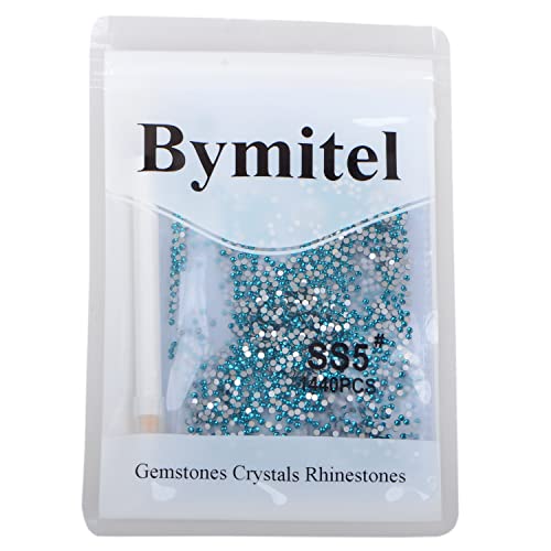 Image of 2880 Pieces Nail Art Rhinestones Non Hotfix Glue Round Flat Glass Crystals for DIY Jewelry Making with a Selection Pen (Ss5 2880pcs, Aquamarine)