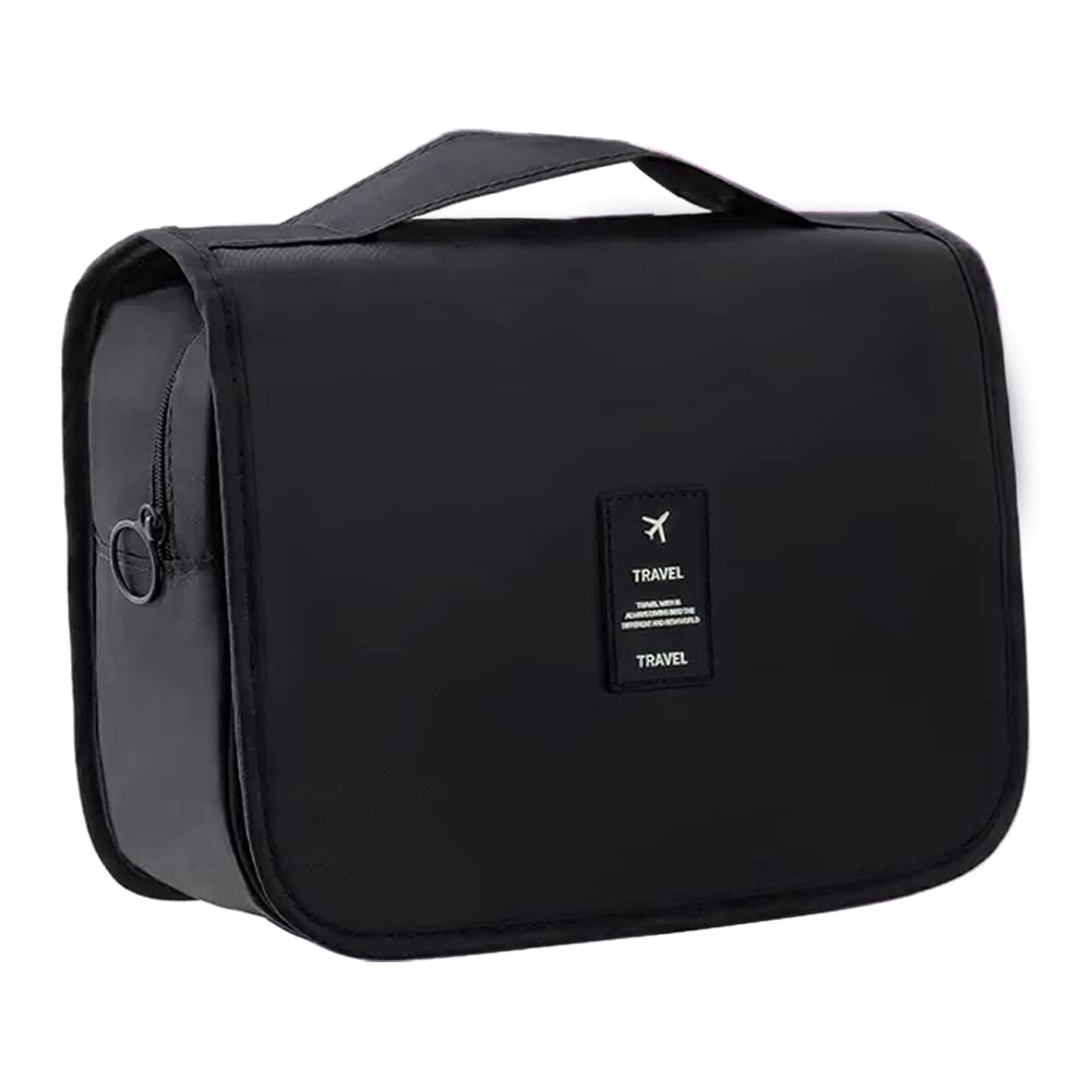 Makeup Bag Organizer Hanging Travel Toiletry Bag for Women, Water-resistant Cosmetic Bag for Girls, Travel Make Up Bag for Accessories Toiletries, Black, Travel Toiletry Bag-image-26