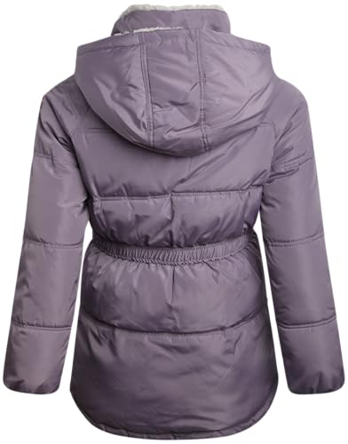 Image of KENSIE GIRL Girls Puffer Jacket Sherpa-Lined Belted Winter Coat | Cozy Soft Warmth, Wind and Water Resistant Outerwear, Cinched Fit for Cold-Weather Play, School, and Frosty Days
