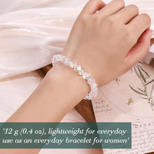 HANGINTHERE Stretch Beaded Crystal Bracelets for Women Trendy, With Velvet Jewelry Pouch, Valentine's Day Gift2