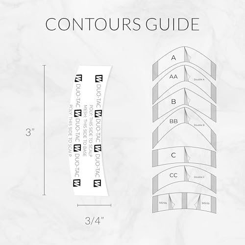 Image of Duo-Tac C Contour Tape 36 Pieces for Wig Tape Installs, Lace Systems, Toupee Applications, Hair and Adhesive Strips Prep Offering Extended Wear Hold, Low Residue and Dual-Sided Use for Mesh and Poly