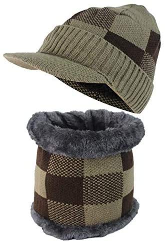 zeki Men's & Boy's Ultra Soft Woolen Visor Beanie Cap Plus Neck Scarf Set-(Green,Freesize)-picture-16