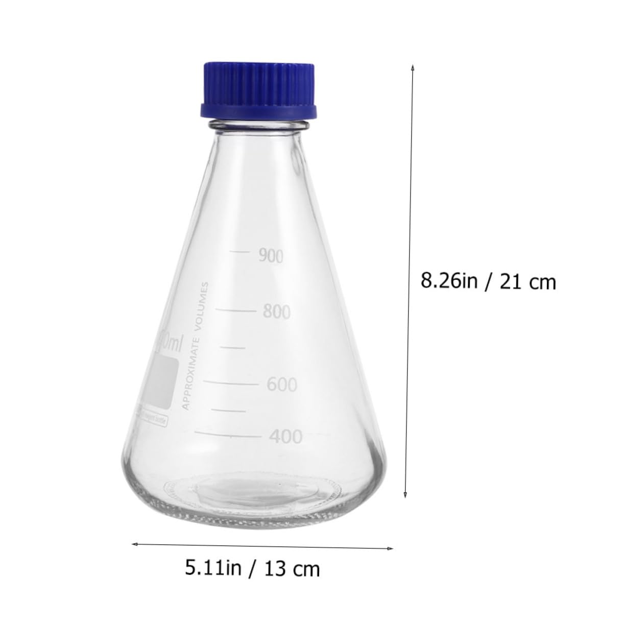 Set 2 Pezzi Bottiglie Coniche per Reagenti in Vetro Borosilicato da 1000ml Tappo, Graduato e Stabile, per Laboratori e Lezioni Scientifiche