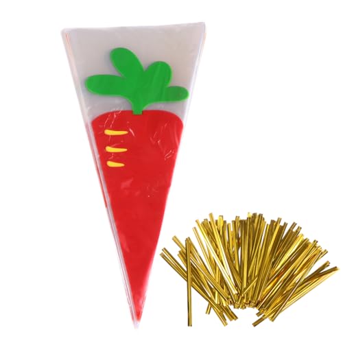 KOMBIUDA 100Pcs Candy Bags with Carrot Pattern for Party Popcorn Treats More Multi Purpose Bags for Home Retail Events