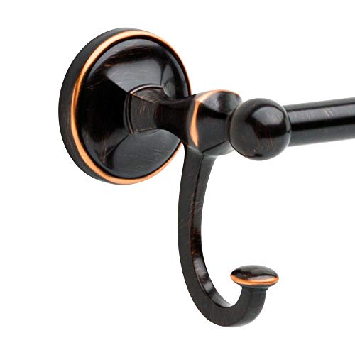 Delta Portman 24 In. Towel Bar With Hooks In Spotshield Venetian Bronze With Copper Reveal #TOP1