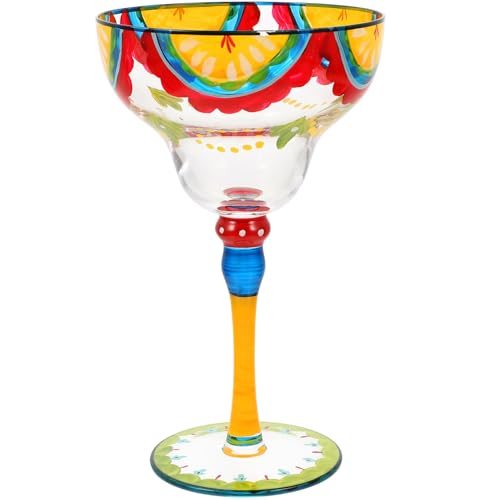 GRIRIW Bicchiere Da Margarita Dipinto in Vetro Trasparente, Bicchiere Decorativo Per Cocktail e Vino, Formato Singolo Per Feste, Matrimoni e Uso Domestico
