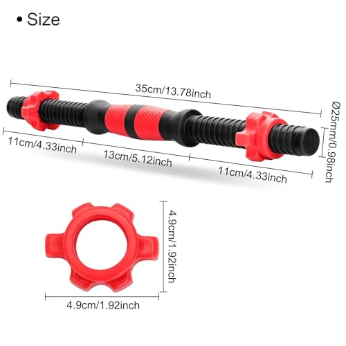 M.J COMFY-LIFE 2 X Dumbbell Bar, 15.7 Inches Universal Dumbbell Bars for Strength Training, Workout Dumbbell Accessories with Collars, Fitness Equipment for Gym, Home, and Warm-Up Exercises - Image 4