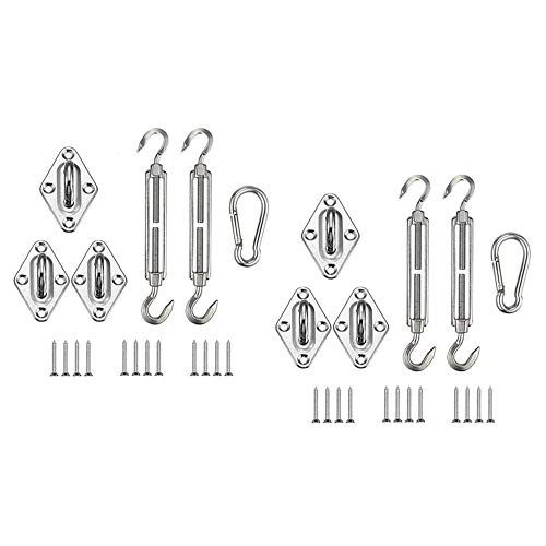HOMPER Awning Attachment 2 Set, Heavy Duty Sun Shade Sail Stainless Steel Hardware Kit for Garden Triangle and Square, Rectangle, Sun Shade Sail Fixing Accessories