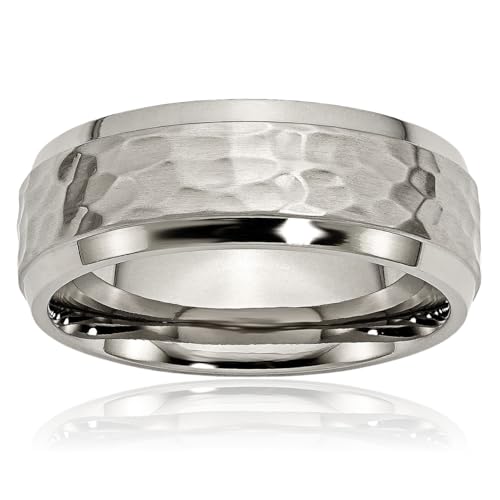 IceCarats Titanium Hammered 8mm Edge Wedding Band Ring