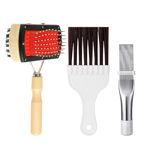 BOJACK Air Conditioner Condenser Fin Cleaning Brush Kit, Fridge Coil Cleaning Brush Supplies, Evaporator Radiator Fin Repair & Fridge Cleaning Tool, Stainless Steel HVAC Coil Cleaner for AC(Pack of 3)