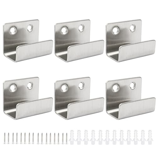 Image of 6 Pack Stainless Steel Wall Mount Brackets Hook with 20mm Inner Width Heavy Duty Tile Hangers for Ceramic Tile Display