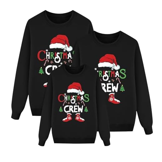 Felpe Natale Famiglia Felpa Natalizia Coordinata Genitore-Figlio per la Famiglia Maglioni Natalizi Coppia Divertenti Maglie Natalizie Donna Pullover con Scollo a Maniche Lunghe Uomo Bambina Bambini1