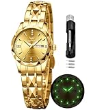 OPK Watches for women Quartz Stainless Steel Ladies watch lightweight date Classic waterproof fashion luminous Ladies watch gold