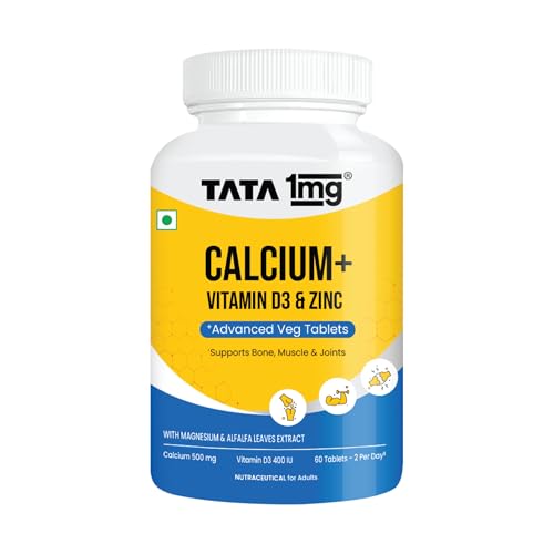 TATA 1mg Veg Calcium & Vitamin D3 supplement with Zinc, Magnesium...