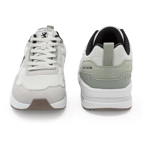 Image of Red Tape Men's Sneakers Grey Blue Pu Mesh Round Lace-Up Easy Movement