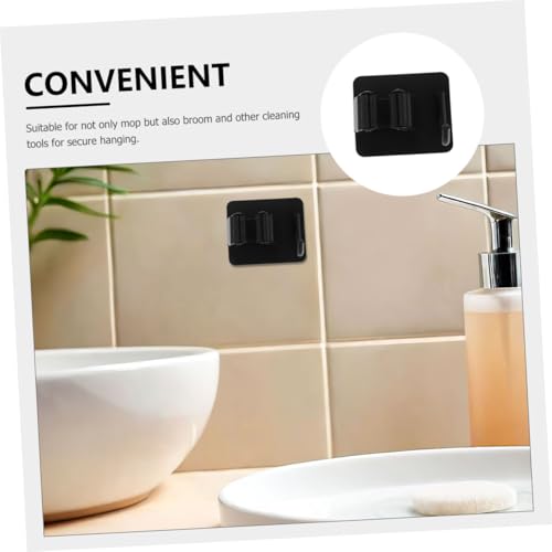 Support mural pour balai sans perçage noir porte-serpillière 5x - 4