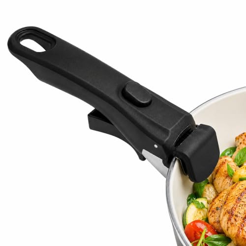 Nimbust Poignée Amovible Universelle pour Casseroles et Poêles - Compatible Induction Tous Feux - Manche Détachable Antidérapant Résistant Chaleur - Gain...