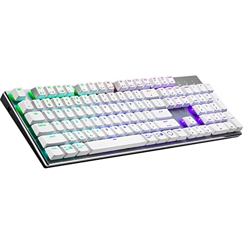 Image of Cooler Master SK653 Wireless Sliver White Mechanical Keyboard with Low Profile Blue Switches, New and Improved Keycaps, and Brushed Aluminum Design