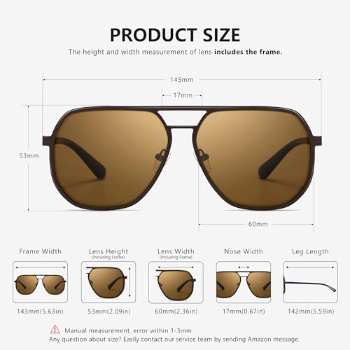 Image of SUNGAIT Polygon Aviator Sunglasses for Men Polarized Trendy Square Sun Glasses Retro Pilot Shades UV Protection