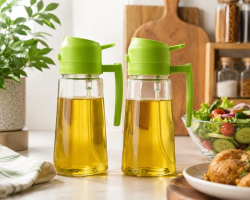 Image of LAGET 500ml 2-in-1 Oil Sprayer Dispenser Bottle for Cooking, Air Fryer, Fine Mist Pourer, Refillable Transparent Container for BBQ, Salad Dressing, Roasting, Baking, Kitchen Use (2)