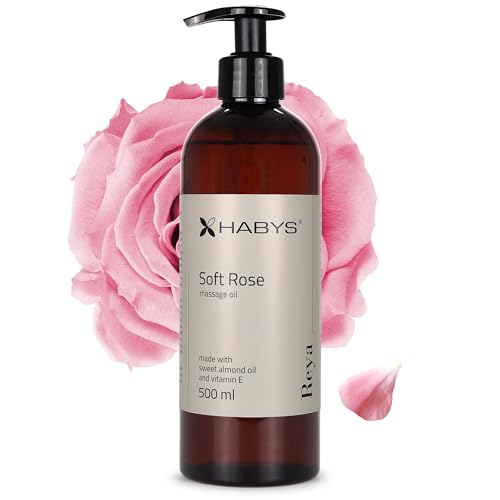 HABYS REYA | Soft Rose Massageöl Öl | Duft von Rosen | für Massage | Mit Mandelöl und Vitamin E (500 ml)