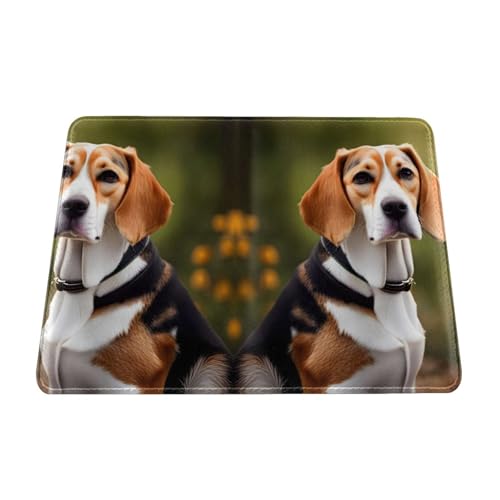 EdWal Reisepasshülle mit Beagle-Hunde-Aufdruck, mit Kreditkartenfach, Leder, Reisepasshülle, für Damen, Herren, Familienausweis, Reisen, Schwarz , Einheitsgröße