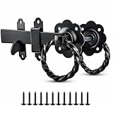 ZAVIA Twisted Garden Ring Gate Latch for Garden Gates 6” Door Latch Powder Coated Solid Handle Gate Catches for External Door