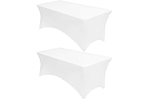8ft White Tablecloths - Rectangle Table Covers - 2 Pack