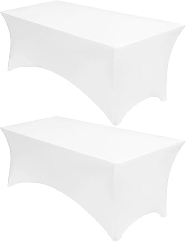 Fixwal Manteles de mesa para mesas rectangulares de 8 pies, paquete de 2, mantel blanco rectangular, mantel de elastano elástico (96 pulgadas de disponible en Yaxa Venezuela