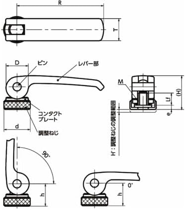 鍋屋バイテック カムレバー 調整タイプ めねじ・ステンレス製 LWAFS-NI LWAFS-44-M4-NI