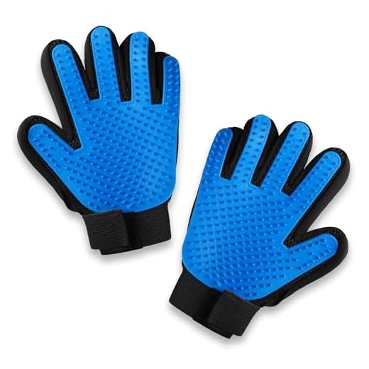 Pets First Dog Grooming Gloves Best Professional Deshedding, Brushing, Cleaning Mitt Tool for Small, Medium or Large Dogs & Cats. Fur & Hair Remover. Prevents Matted Coats. Soft Rubber Bristle Brush