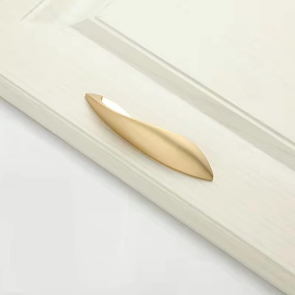 4Pcs Arcuate Pulls Handles Knobs,3.8" C-C Modern Elegant Curved Handle Cabinet Pulls,Create a Spatial Aesthetic,S-Shaped Solid Zinc Alloy Drawer Pull (4 Pack, Pearl Gold, 3.8" Hole Centers)