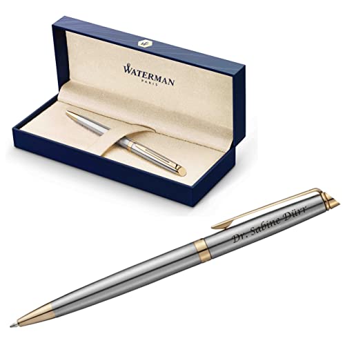 Waterman Hémisphère stylo grave en acier inoxydable dore