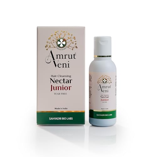 Amrutveni Hair Cleansing Junior Nectar Shampoo – Ultra-Mild Tear-Free Cleanser for Children’s Tender Scalps, Promotes Hair Growth & Scalp Health, Makes Hair Smooth, Silky & Shiny, 50ML