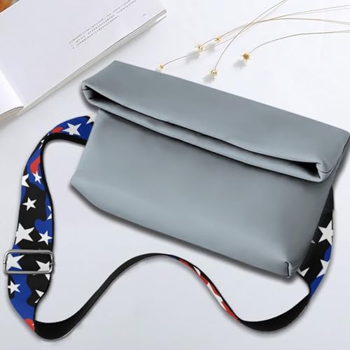 Image of GLENLCWE American Flag Wide Shoulder Strap Adjustable Replacement Belt Crossbody Canvas Bag Handbag Blue USA Flag Print