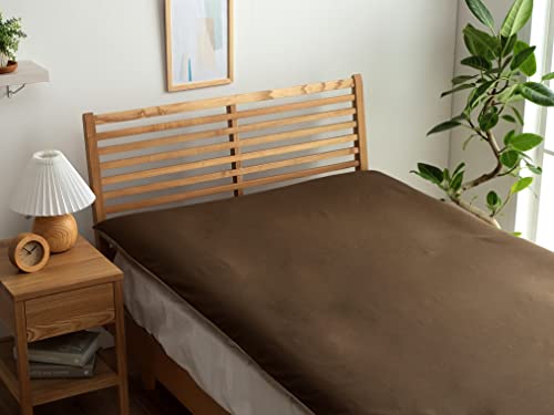 イケヒコ・コーポレーション 敷き布団カバー 無地 リバーシブル 『リバS敷カバーIT』 ダークブラウン/ダークベージュ 105×215cm シングルロング