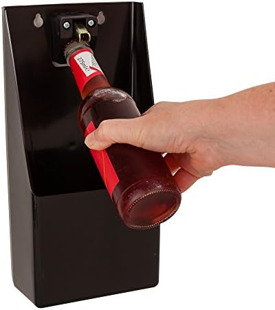 Beaumont Plastic TM Pub Bar Stand-Up/Wall Mounted Bottle Opener and Catcher, Black, 30cm x 15.2cm x 8.6cm