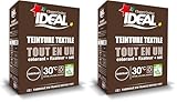 IDEAL   Kit Teinture Tout en Un Mini Chocolat   230 g   Colorant + Fixateur + Sel Inclus   Teinture Textile Longue Tenue   Coton, Lin, Soie, Viscose   Efficace dès 30°C   Fabrication Française