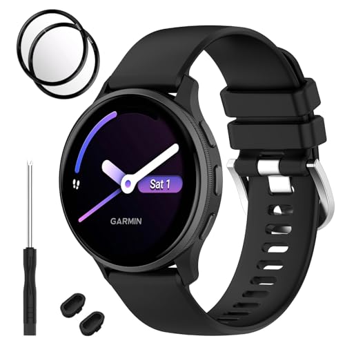TopPerfekt �o���h Garmin Vivoactive 5�Ή� �\�t�g�V���R���r���v�X�g���b�v �h�� ���߉\ �X�|�[�c�����p���X�g�o���h Vivoactive 6/5/3�X�}�[�g�E�H�b�`�p �j�����p (�u���b�N)