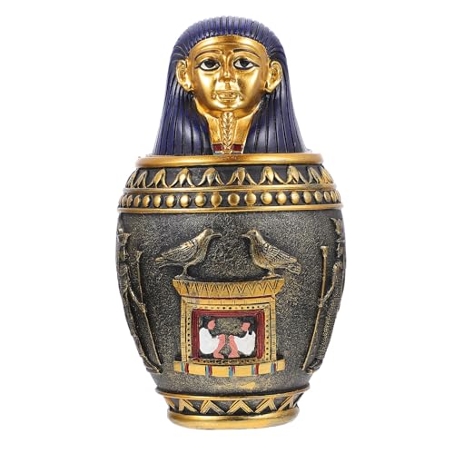 BESPORTBLE Adorno de Resina Egipcia Antigua Temática de Canopic Jar Pequeño, Figura Decorativa para Hogar y Oficina, Estatua Artesanal Resistente para Decoración de Mesa y Salón