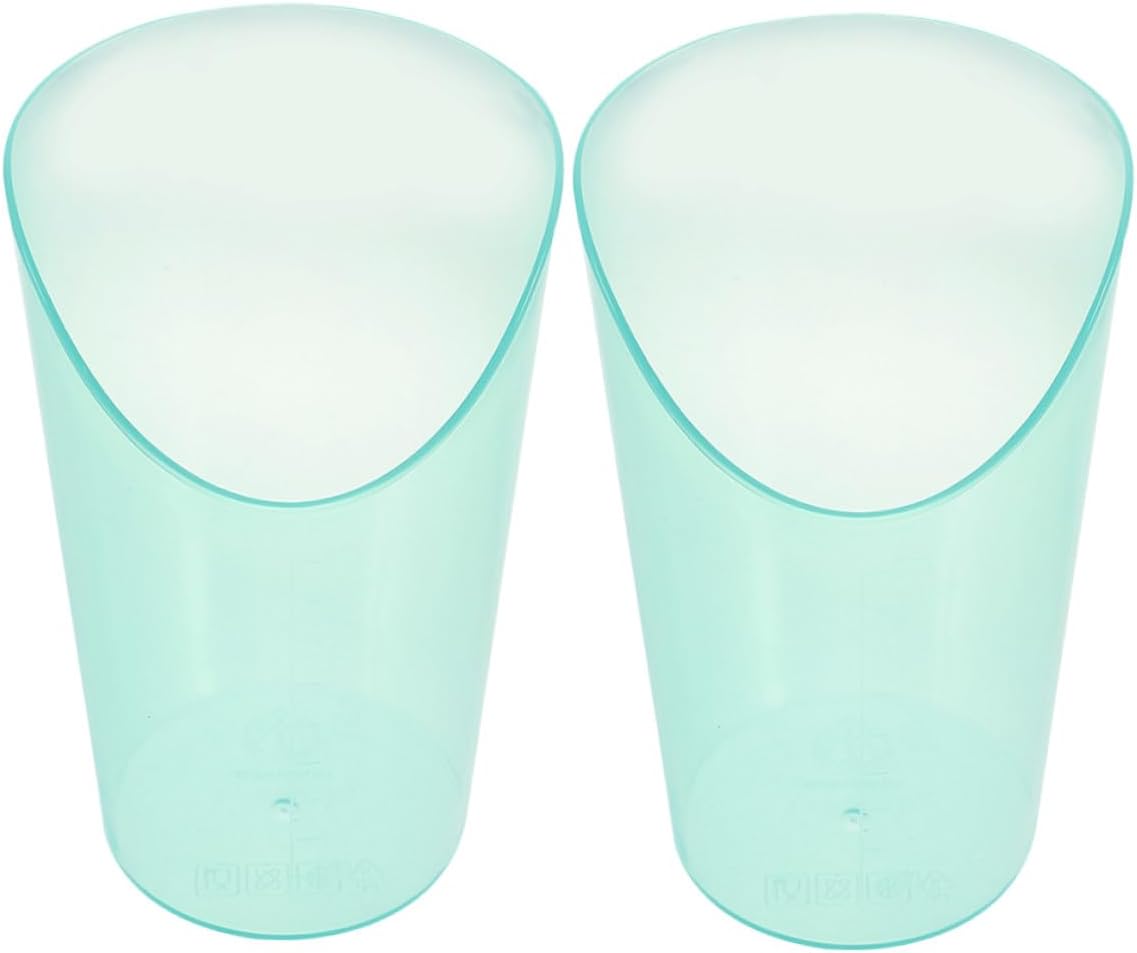 Mikinona 2pcs Elderly Care Feeding Cups Tilted Design Anti-leak Drinking Mugs for Disabled Adults Bedridden Patients Reusable Plastic Cups for Water Juice