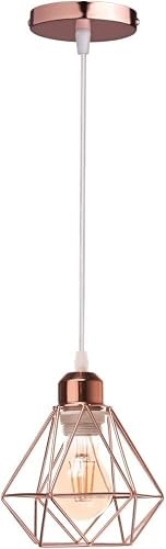 HPTHLY Lustre en Fil De Fer Barbelé Style Vintage, Luminaire Suspendu, Compatible avec Salon, Cuisine, Îlot De Cuisine, Hauteur Réglable, Luminaires Suspendus en Méta,Rojo