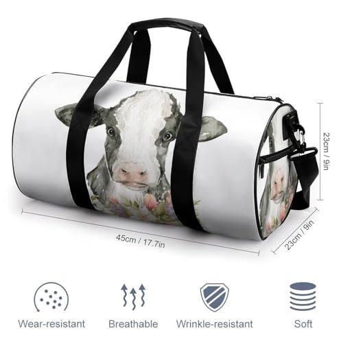Duffel bag vache et fleurs résistant de 45cm pour le camping - 2
