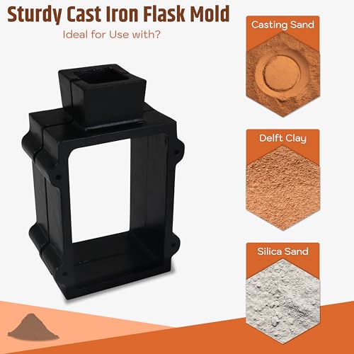 Simond Store 2 Part Sand Casting Mold - Cast Iron Casting Flask Mold for Jewelry Making Supplies for Metal Casting, Metal Casting Molds, Petrobond Casting Sand