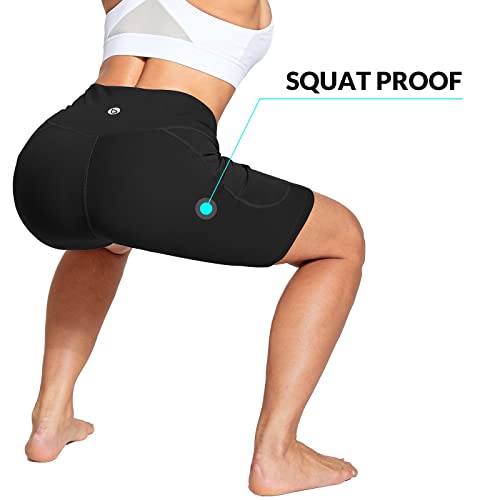 Baleaf Women's 8" High Waisted Biker Shorts Camo Soft Gym Workout Yoga Running Athletic Spandex Shorts With Pockets Black S #TOP3