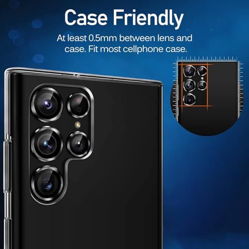 Image of PACK OF 2 Camera Lens Protector for SAMSUNG GALAXY S24 / S23 ULTRA BLACK HD Clear Camera Lens Case Friendly Scratch Resistant Lens Cover Full Coverage Camera Guard Waterproof Heavy Duty Camera Protector