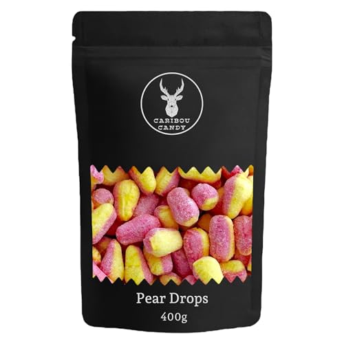 Pear Drops 400g Resealable Pouch Traditional Pink & Yellow Pear Flavoured Crystallised Hard Boiled Sweets Retro Pick n Mix Sweet Shop Favourite